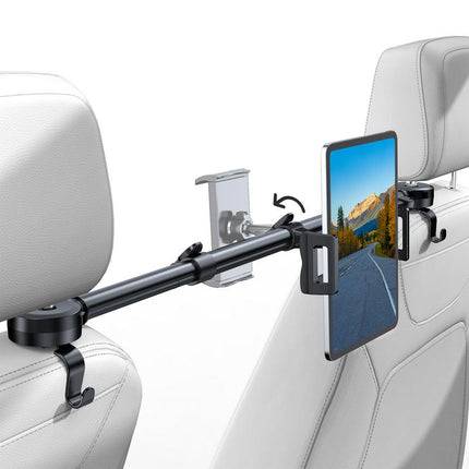 Tryone Car Headrest Tablet Holder - [3 in 1 Extension Arm] Rear Seat Adjustable Tablet Car Holder, Essential for Kids Road Trip, Suitable for 4.7-12.9 Inch Devices Such as Ipad Pro, Air, Mini, Galaxy, Fire, Black