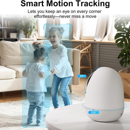 2K 360°Pan-Tilt Indoor Security Camera with 5/2.4Ghz Wifi, Motion/Sound Detection & Auto Tracking for Home, Pet, Baby Monitoring, 2-Way Audio, Night Vision, Siren Phone App Camara Con Wifi Camera Son Deck