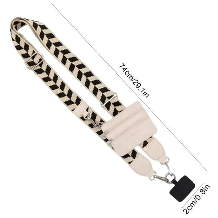 Phone Strap with Zippered Pouch for Women, Adjustable Cellphone Lanyard Crossbody with Wallet ,Clip and Go Strap for Phone