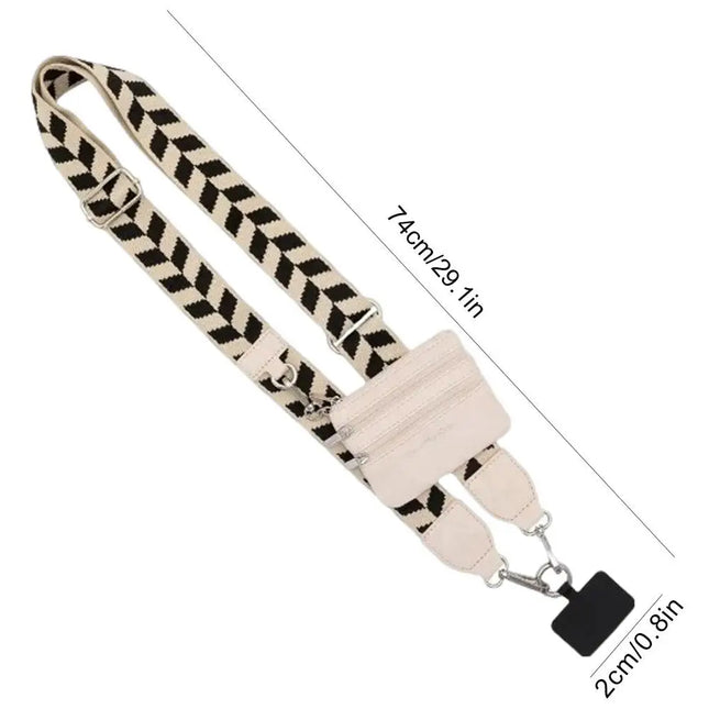 Phone Strap with Zippered Pouch for Women, Adjustable Cellphone Lanyard Crossbody with Wallet ,Clip and Go Strap for Phone