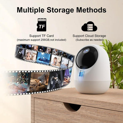 2K 360°Pan-Tilt Indoor Security Camera with 5/2.4Ghz Wifi, Motion/Sound Detection & Auto Tracking for Home, Pet, Baby Monitoring, 2-Way Audio, Night Vision, Siren Phone App Camara Con Wifi Camera Son Deck