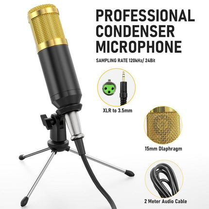 Facmogu F998 Live Sound Card Audio Mixer, Podcast Audio Interface with DJ Mixer Effects, Voice Changer with Sound Effects for Live Streaming, Recording, and Gaming，Live Streaming Microphone Audio Bundle