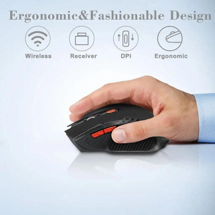 2.4G Wireless Mouse 1600DPI Optical Mouse Gamer for Computer 6 Buttons Wireless Mice with USB Receiver for PC Laptop Accessories - AIcomStore