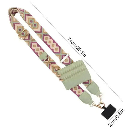 Phone Strap with Zippered Pouch for Women, Adjustable Cellphone Lanyard Crossbody with Wallet ,Clip and Go Strap for Phone