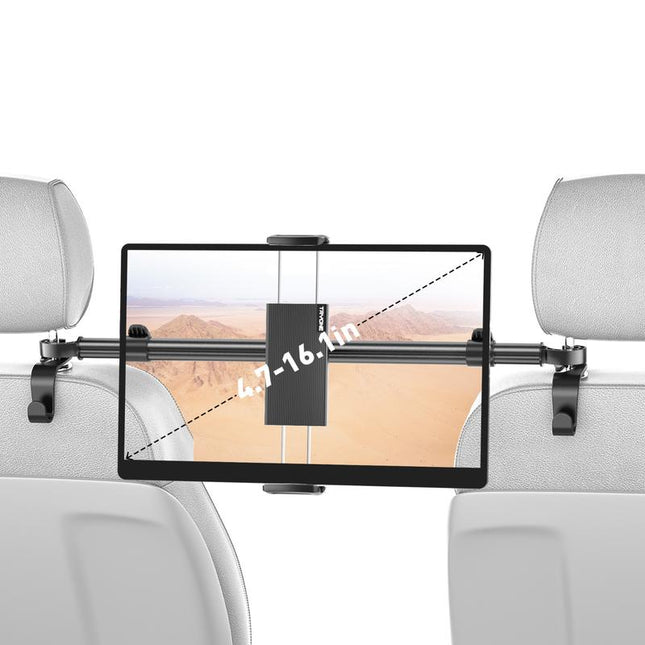 Tryone Car Headrest Tablet Holder - [3 in 1 Extension Arm] Rear Seat Adjustable Tablet Car Holder, Essential for Kids Road Trip, Suitable for 4.7-12.9 Inch Devices Such as Ipad Pro, Air, Mini, Galaxy, Fire, Black