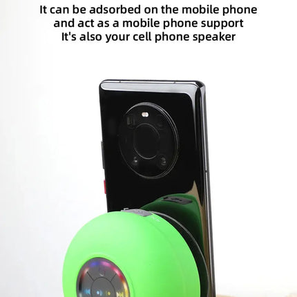 Portable Waterproof Bluetooth Shower Speaker with Suction Cup and LED Lights 3D Surround Stereo Subwoofer