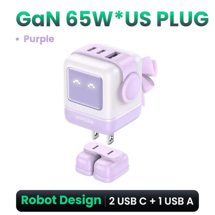 65W Gan Charger Uno Robot Design Quick Charge 4.0 3.0 PPS for Iphone 17 16 Pro Macbook Air Laptop Tablet PD Fast Charger