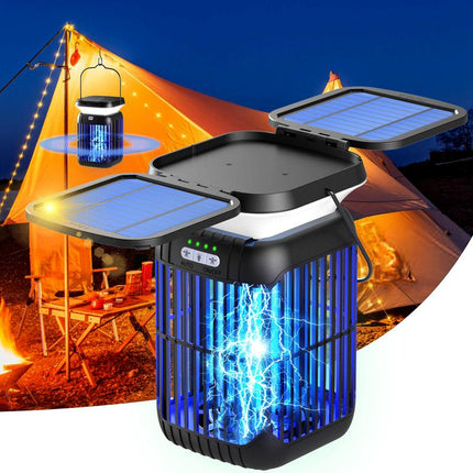 Solar Bug Zapper Outdoor & Indoor, Cordless Mosquito Zapper Rechargeable Waterproof Flyzapper for Camping, Home, Patio, Backyard, Kitchen Portable Multifunction