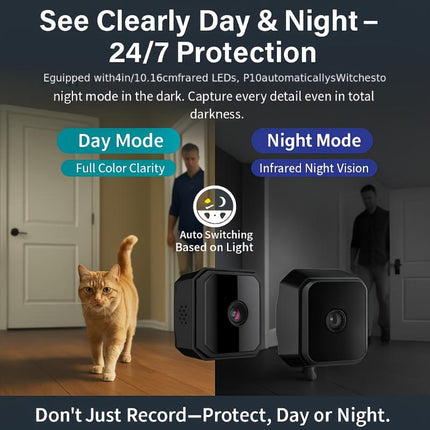 Wireless Surveillance Camera - Full-Color Night Vision, Two-Way Voice Call, Motion Detection, Built-In AP Hotspot, Internet-Free Viewing, Real-Time Monitoring for Home, Family, and Pet Safety