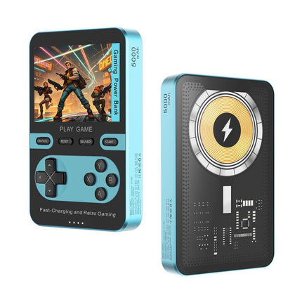 Magnetic Gaming Power Bank, 5000Mah Wireless Fast Charger for Iphone 16/15/14/13/12/Smartphone, Retro Game Console with 500+ Built-In Games Perfect for Kids & Adults - Portable Gaming System