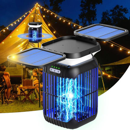 Solar Bug Zapper Outdoor & Indoor, Cordless Mosquito Zapper Rechargeable Waterproof Flyzapper for Camping, Home, Patio, Backyard, Kitchen Portable Multifunction