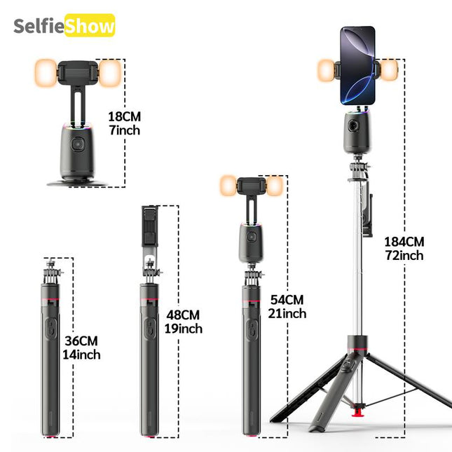Selfieshow AI Intelligent 360° Tracking Gimbal, 1 Count USB Rechargeable Selfie Stick with Mount, Selfie Accessories for Phone, Camera, Vlog, Live Streaming