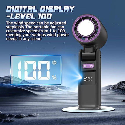 ICE-FREEZE Cooling Fan (10M/S) | 3-In-1 Foldable Neck Fan | 100-Speed。Portable Handheld Turbine Fan, Suitable for Travel,Outdoor and Home Use.