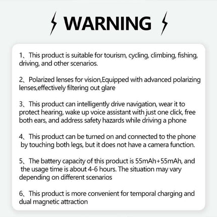 F16 Smart Glasses with Ai Language Translation, Intelligent Interaction, Voice Calling, Dual Type-C Fast Charging, Perfect Gift