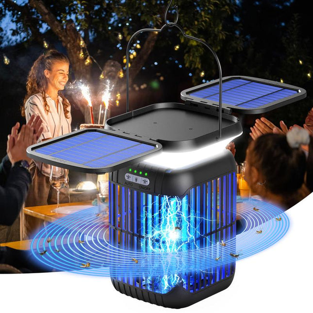 Solar Bug Zapper Outdoor & Indoor, Cordless Mosquito Zapper Rechargeable Waterproof Flyzapper for Camping, Home, Patio, Backyard, Kitchen Portable Multifunction