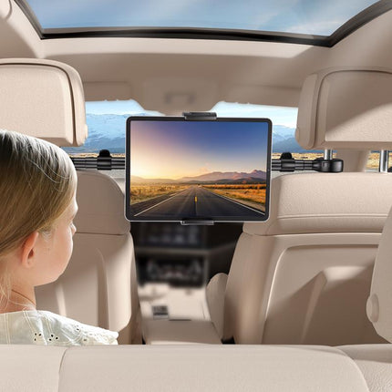 Tryone Car Headrest Tablet Holder - [3 in 1 Extension Arm] Rear Seat Adjustable Tablet Car Holder, Essential for Kids Road Trip, Suitable for 4.7-12.9 Inch Devices Such as Ipad Pro, Air, Mini, Galaxy, Fire, Black