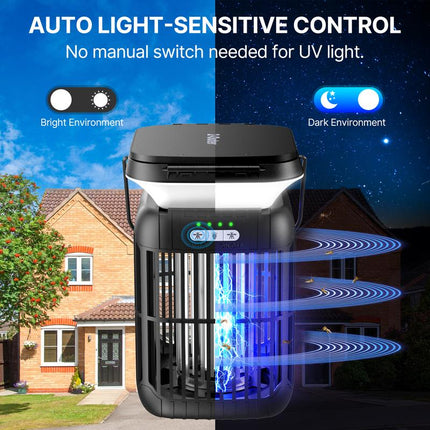 Solar Bug Zapper Outdoor & Indoor, Cordless Mosquito Zapper Rechargeable Waterproof Flyzapper for Camping, Home, Patio, Backyard, Kitchen Portable Multifunction