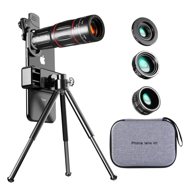 Telephoto Lens 28X HD Camera Phone Lens Telescope Zoom Macro Lens for Iphone Samsung Smartphone Fish Eye Lente Para Celular