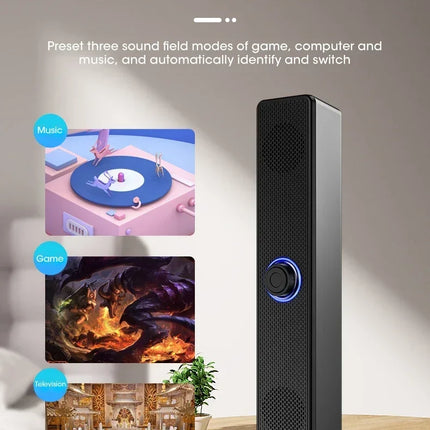 PC Soundbar Wired and Wireless Bluetooth Speaker USB Powered Soundbar for TV Pc Laptop Gaming Home Theater Surround Audio System