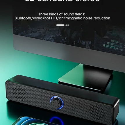 PC Soundbar Wired and Wireless Bluetooth Speaker USB Powered Soundbar for TV Pc Laptop Gaming Home Theater Surround Audio System