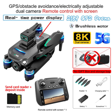 2024 S159 GPS Brushless Drone Screen Controlled Memory Card 8K HD Camera Obstacle Avoidance Aerial Photography Dron Toy Gift 2KM