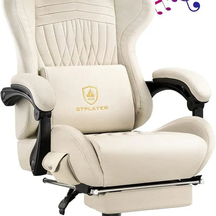 GTPLAYER Gaming Chair, Computer Chair with Footrest and Bluetooth Speakers, High Back Gaming Chair