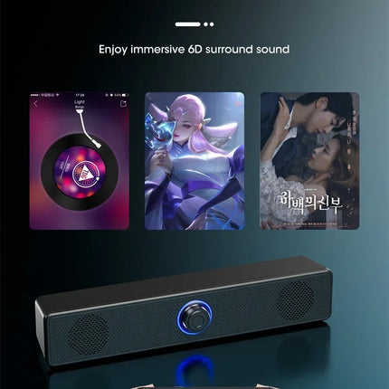 PC Soundbar Wired and Wireless Bluetooth Speaker USB Powered Soundbar for TV Pc Laptop Gaming Home Theater Surround Audio System