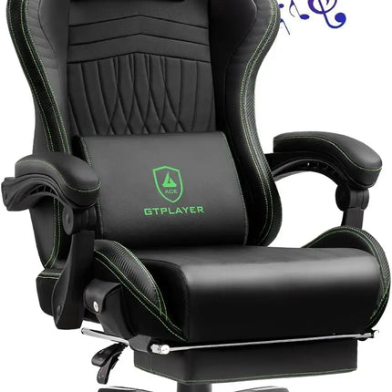 GTPLAYER Gaming Chair, Computer Chair with Footrest and Bluetooth Speakers, High Back Gaming Chair