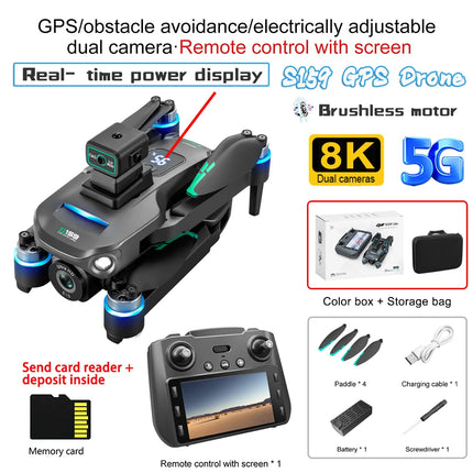 2024 S159 GPS Brushless Drone Screen Controlled Memory Card 8K HD Camera Obstacle Avoidance Aerial Photography Dron Toy Gift 2KM