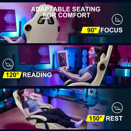 GTPLAYER Gaming Chair, Computer Chair with Footrest and Bluetooth Speakers, High Back Gaming Chair