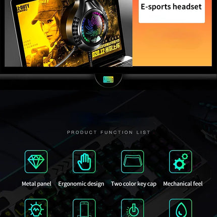RGB Gamer Keyboard Gaming Keyboard and Mouse Headphone Gamer Kit Backlit USB Wired Computer KeyboardFor Pc Laptop 3 In1 Teclado