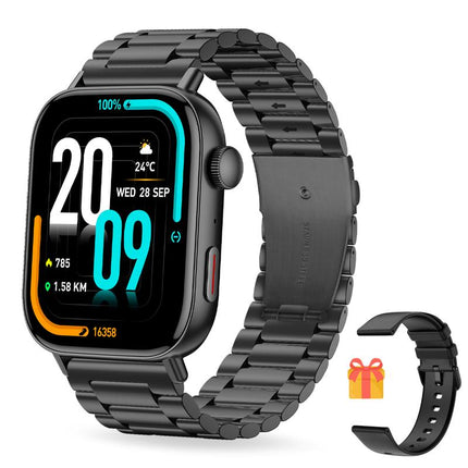 COLMI C8 Max Smart Watch 1 ATM Waterproof Wireless Charging&Calling 1.93 Inches 100+Sports Modes Wearable Smartphone Black Steel Wristwatch
