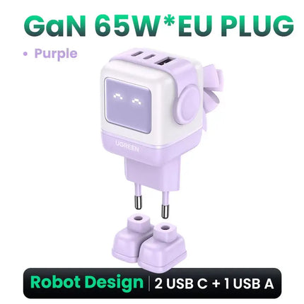 65W Gan Charger Uno Robot Design Quick Charge 4.0 3.0 PPS for Iphone 17 16 Pro Macbook Air Laptop Tablet PD Fast Charger