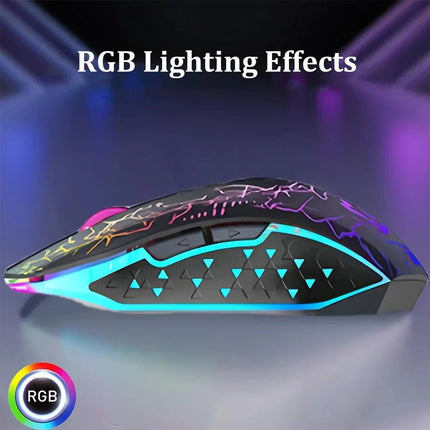 Bluetooth 5.2 Mouse RGB 2.4G Wireless Mouse Dual - Mode Gaming Mouse 6 Buttons Silent Mouse For MacBook Tablet Laptops Computer - AIcomStore