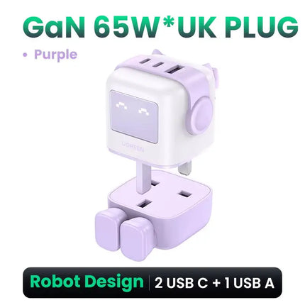 65W Gan Charger Uno Robot Design Quick Charge 4.0 3.0 PPS for Iphone 17 16 Pro Macbook Air Laptop Tablet PD Fast Charger