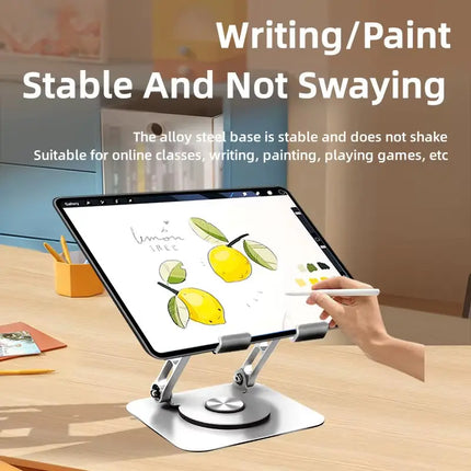 Ipad Stand 360 Rotating, Adjustable Tablet Stand for Desk, Portable Monitor Tablet Stand Holder Office Accessories
