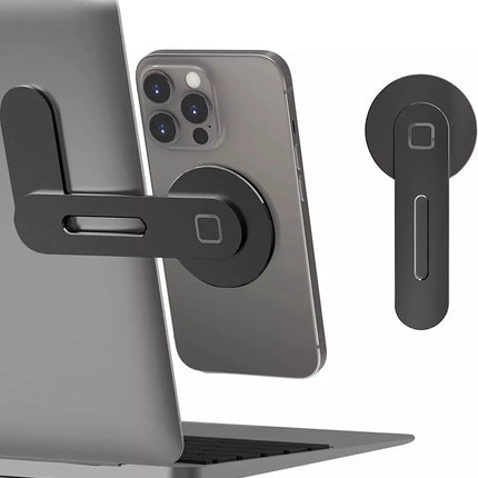 Magnetic Laptop Phone Holder Computer Monitor Side Cell Phone Slim& Foldable for Iphone 14/13/12 Series Case and All Phone