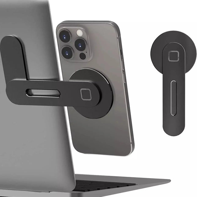 Magnetic Laptop Phone Holder Computer Monitor Side Cell Phone Slim& Foldable for Iphone 14/13/12 Series Case and All Phone
