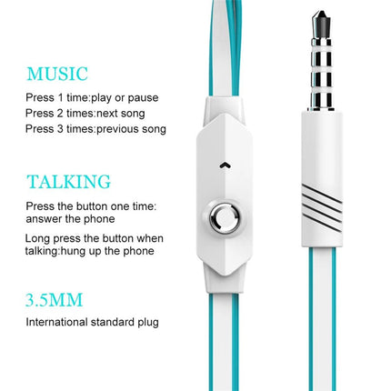 Extra Bass Headphones wired Earphone 3.5mm Earphones With Microphone Noodles Style наушники Sport Headset auriculare for Samsung - AIcomStore