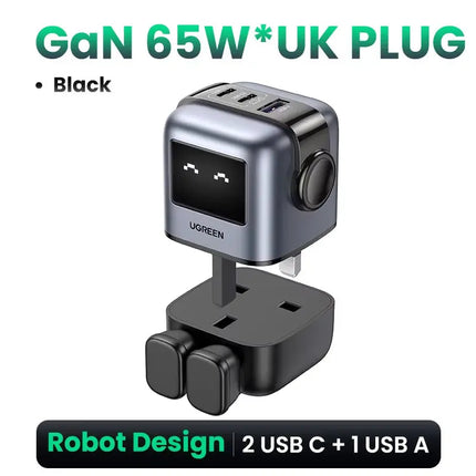 65W Gan Charger Uno Robot Design Quick Charge 4.0 3.0 PPS for Iphone 17 16 Pro Macbook Air Laptop Tablet PD Fast Charger