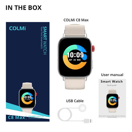 COLMI C8 Max Smart Watch 1 ATM Waterproof Wireless Charging&Calling 1.93 Inches 100+Sports Modes Wearable Smartphone Black Steel Wristwatch
