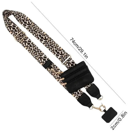Phone Strap with Zippered Pouch for Women, Adjustable Cellphone Lanyard Crossbody with Wallet ,Clip and Go Strap for Phone