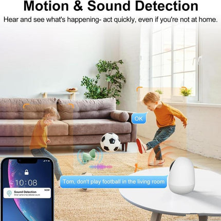 2K 360°Pan-Tilt Indoor Security Camera with 5/2.4Ghz Wifi, Motion/Sound Detection & Auto Tracking for Home, Pet, Baby Monitoring, 2-Way Audio, Night Vision, Siren Phone App Camara Con Wifi Camera Son Deck