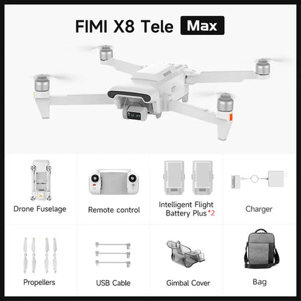 🚀 FIMI X8 TELE MAX Drone 2025 | 4K HDR 48MP Camera | 20KM Range | 3 - Axis Gimbal | Professional GPS Quadcopter - AIcomStore