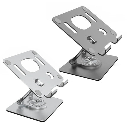 Foldable Mobile Phone Holder 360 Degree Rotating Hollowed Tablet Riser Anti Slip Tablet Holder Height Adjustable for 4.7 - 12 Inch - AIcomStore