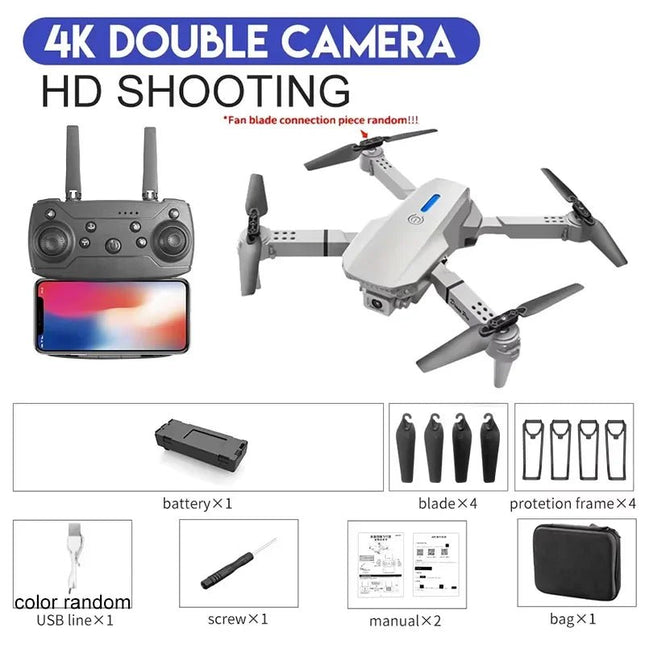 KBDFA 2025 E88 Professional Wide Angle RC Dron HD 4K Camera Mode Foldable Helicopter Aircraft Quadcopter Drone Kid Gift Toys - AIcomStore