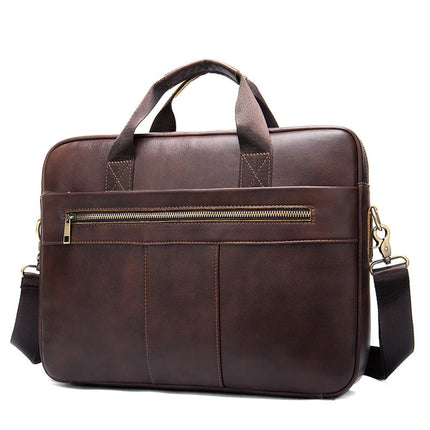 Men Genuine Leather Handbags Casual Leather Laptop Bags Male Business Travel Messenger Bags Men's Crossbody Shoulder Bag - AIcomStore