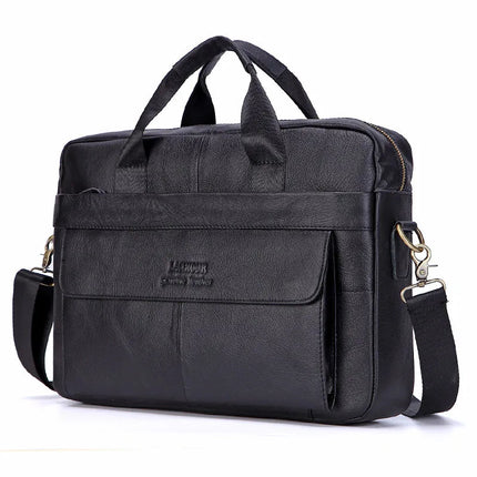 Men Genuine Leather Handbags Casual Leather Laptop Bags Male Business Travel Messenger Bags Men's Crossbody Shoulder Bag - AIcomStore