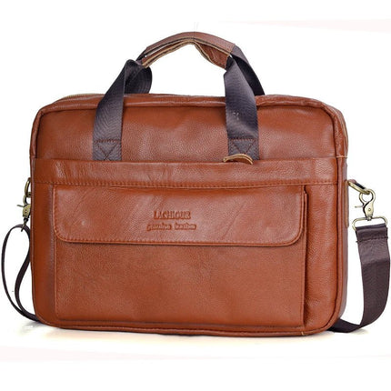 Men Genuine Leather Handbags Casual Leather Laptop Bags Male Business Travel Messenger Bags Men's Crossbody Shoulder Bag - AIcomStore