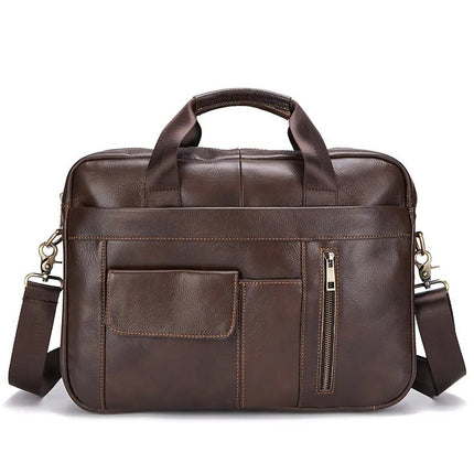 Men Genuine Leather Handbags Casual Leather Laptop Bags Male Business Travel Messenger Bags Men's Crossbody Shoulder Bag - AIcomStore